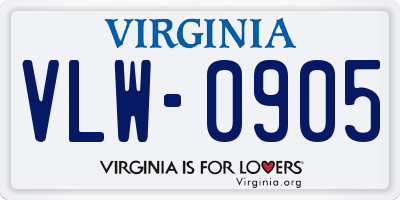 VA license plate VLW0905