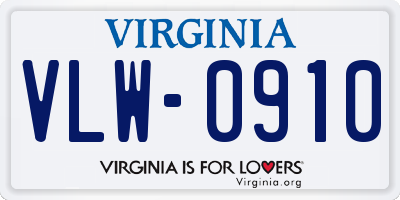 VA license plate VLW0910