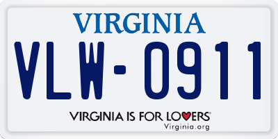 VA license plate VLW0911