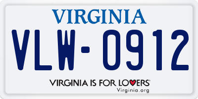 VA license plate VLW0912