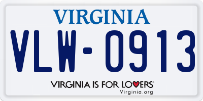 VA license plate VLW0913