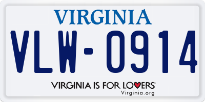 VA license plate VLW0914