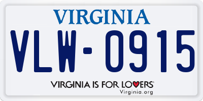 VA license plate VLW0915