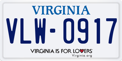 VA license plate VLW0917