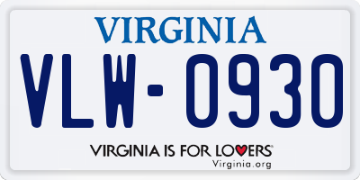 VA license plate VLW0930