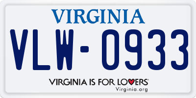 VA license plate VLW0933