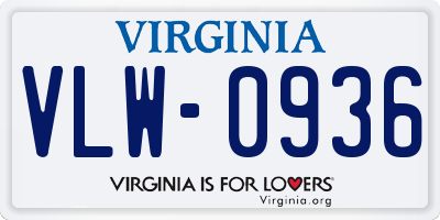 VA license plate VLW0936