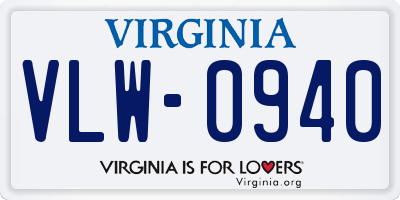 VA license plate VLW0940