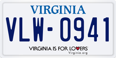 VA license plate VLW0941