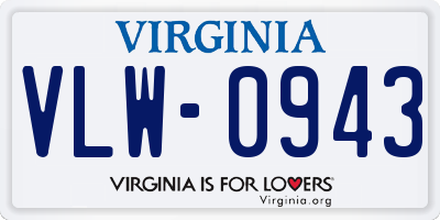 VA license plate VLW0943