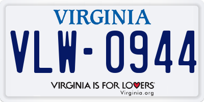 VA license plate VLW0944