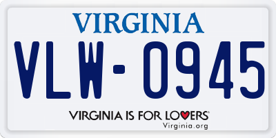 VA license plate VLW0945