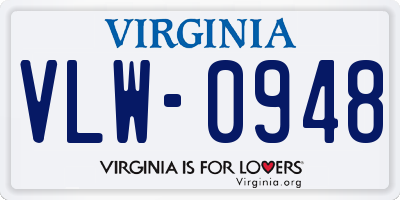 VA license plate VLW0948