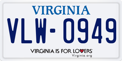 VA license plate VLW0949