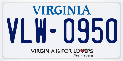 VA license plate VLW0950