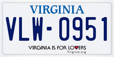 VA license plate VLW0951