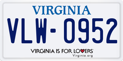 VA license plate VLW0952