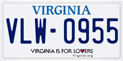 VA license plate VLW0955