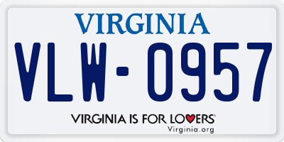 VA license plate VLW0957