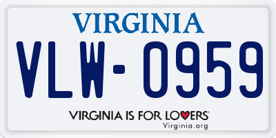 VA license plate VLW0959