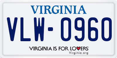 VA license plate VLW0960