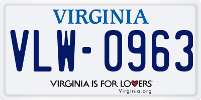 VA license plate VLW0963