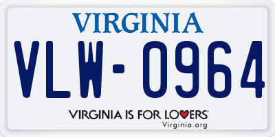 VA license plate VLW0964