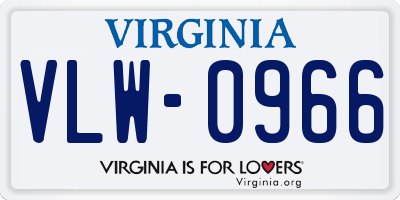 VA license plate VLW0966