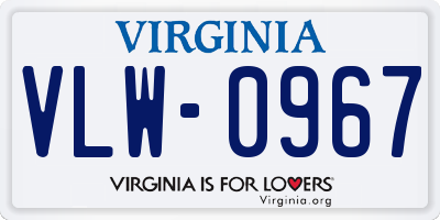 VA license plate VLW0967