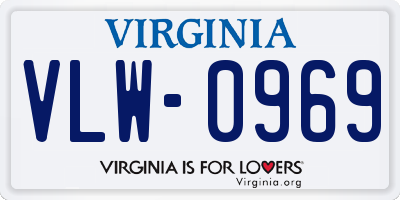 VA license plate VLW0969