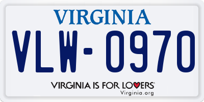 VA license plate VLW0970