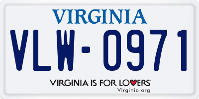 VA license plate VLW0971