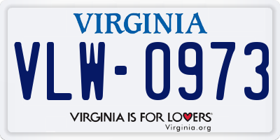 VA license plate VLW0973