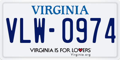 VA license plate VLW0974