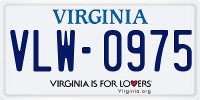 VA license plate VLW0975