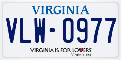 VA license plate VLW0977