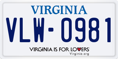 VA license plate VLW0981