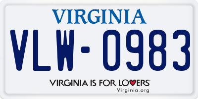 VA license plate VLW0983