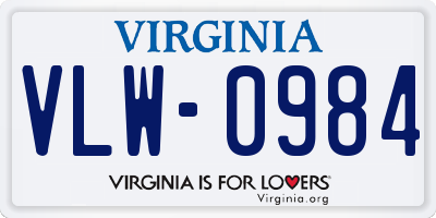 VA license plate VLW0984