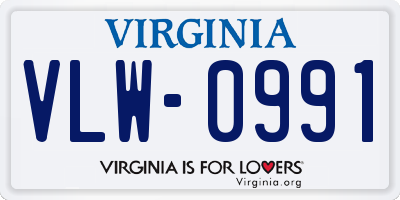 VA license plate VLW0991