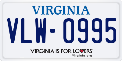 VA license plate VLW0995