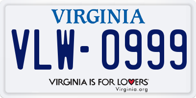 VA license plate VLW0999