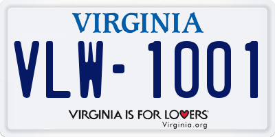 VA license plate VLW1001