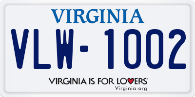 VA license plate VLW1002