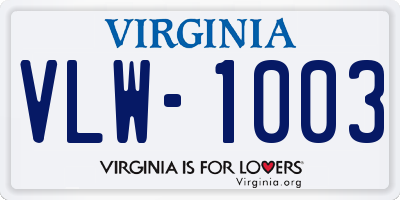 VA license plate VLW1003