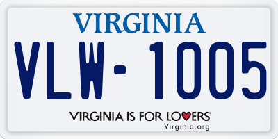 VA license plate VLW1005