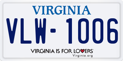 VA license plate VLW1006