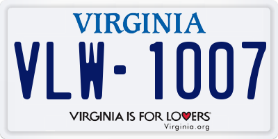 VA license plate VLW1007