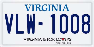 VA license plate VLW1008