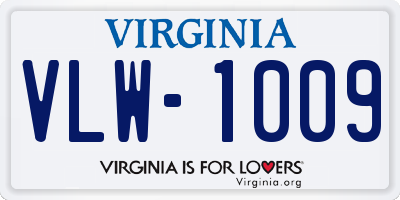 VA license plate VLW1009